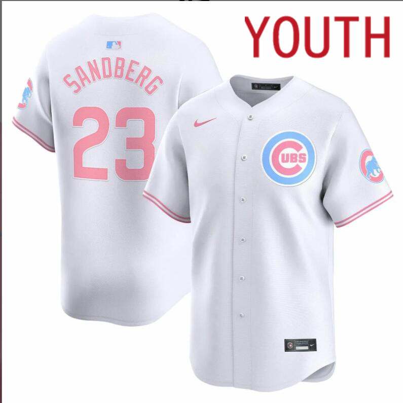 Youth  Chicago Cubs #23 Sandberg white 2024 Nike MLB jersey->youth nfl jersey->Youth Jersey
